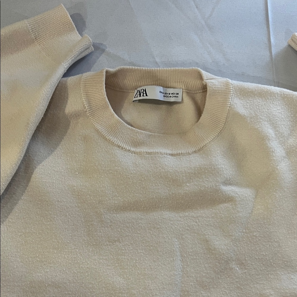 Zara Soft Cream Crewneck Pullover